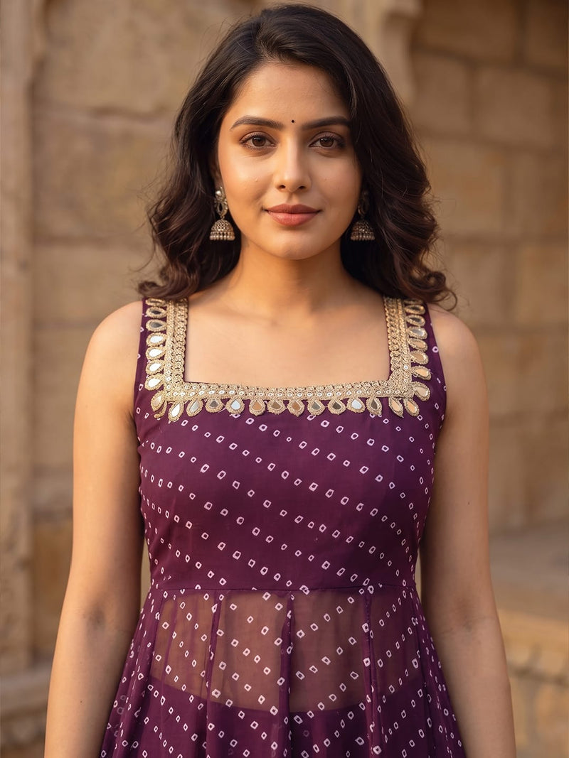 The Royal Plum Bandhani Women'S Kurta Set