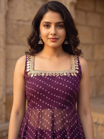 The Royal Plum Bandhani Women'S Kurta Set