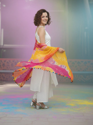 Sleeveless Sharara Suit in Off-White