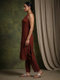 Varanga Women brown Halter Neck Straight Kurta with trouser
