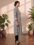 Geometric Printed Aline Cotton Kurta Set With Fusion Look
