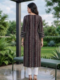 Varanga Women Black Straight Kurta With Three- Quarter Sleeve.