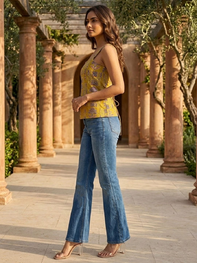 Varanga Mustard Marigold Fusion Women's Top