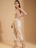 Varanga Women Varanga Off White Silk Organza Zari Embellished Trousers