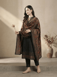 Varanga Women Black Printed Straight Kurta Paired With Solid Bottom And Printed Dupatta