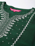 Varanga Women Round Neck Sequinned & Zari Kurta & Trouser With Fringed Detail Dupatta
