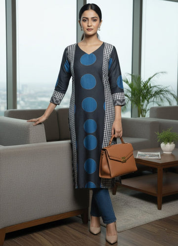 Classic Blue Cotton Kurta for Women