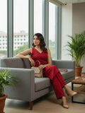 The Linear Crimson  kurta Set