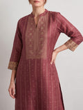 The Mauve Stripe Floral Kurta Set