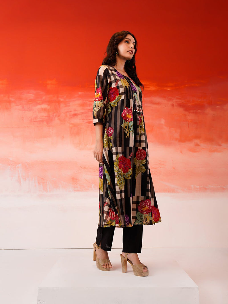 Multi-Floral A-Line Kurta Set