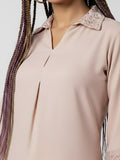 Varanga Women Peach Thread Embroidered Co-Ord Set