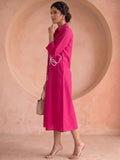 Fuchsia Lace Detailed Shirt Dress