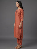 Modern-Classic Rust Kurta Set