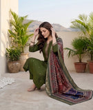 Varanga Women Olive Green Round Neck Kurta With Tonal Bottom & Printed Dupatta