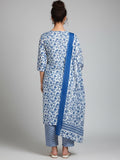 Varanga Women Ethnic Floral Printed V Neck Kurta Stripper Trouser & Dupatta