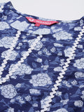 KSUT Blue Women Floral Printed Straight Kurta