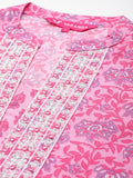 Varanga Women Pink Floral Printed Kurta Paired With Bottom & Dupatta
