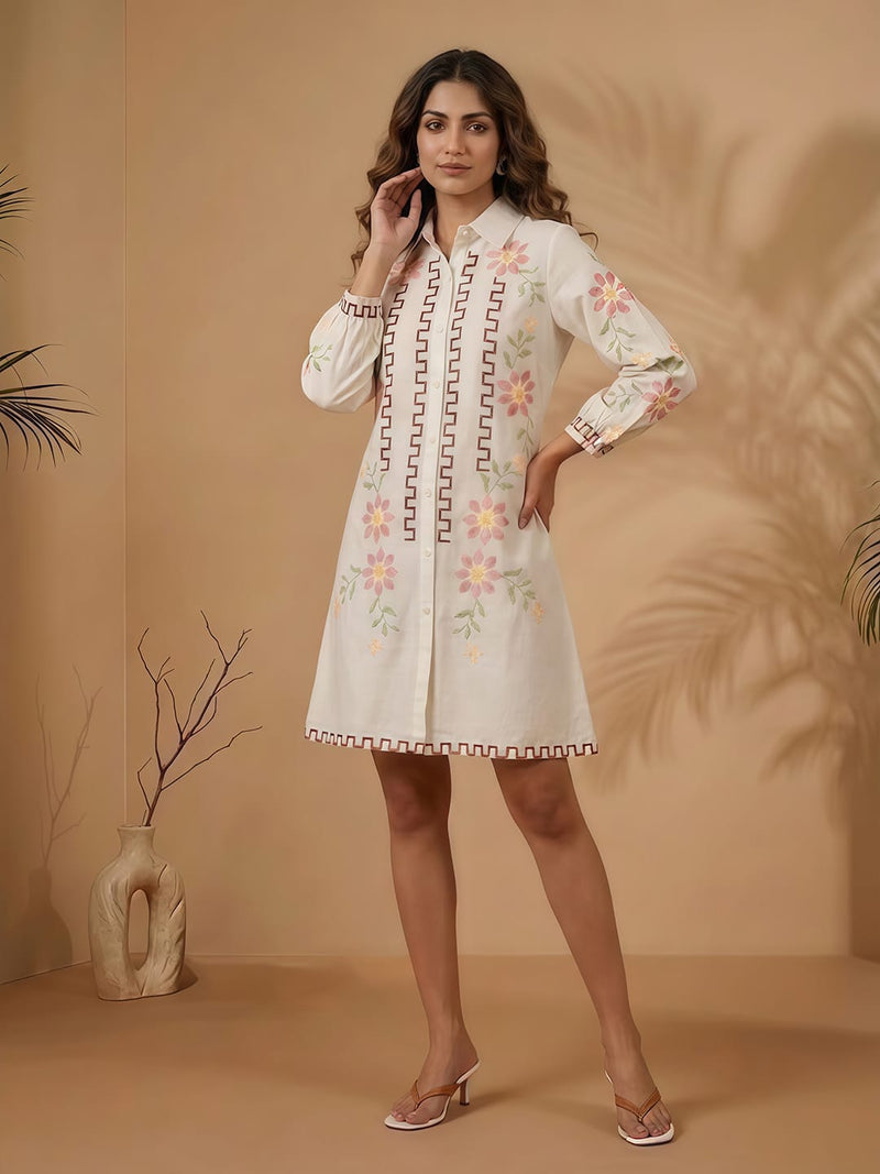 Varanga Off White Colored Women Summer Dress