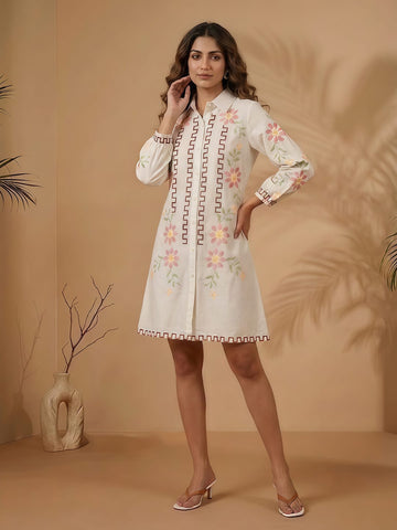 Varanga Off White Colored Women Summer Dress