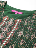Varanga Women Green Ethnic Printed Zari Embroidered Straight Kurta With Bottom And Dupatta
