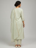 Varanga Women-Thread & Sequin Embroidered Yoke Kurta With Trouser & Scallop Dupatta