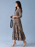 Paisley-Print Tiered Maxi Dress