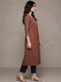 Varanga Women Maroon And Blue Bandez Printed Anarkali Kurta