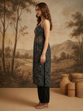 Midnight Bandhani High-Slit Kurta & Palazzo Set With Front High Slit Cut