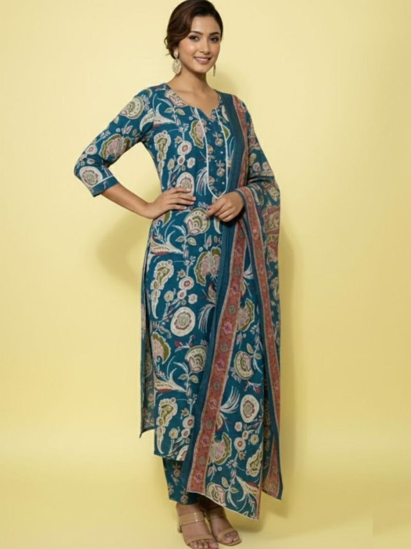 Summer Breezy Kurta Set With Printed Dupatta