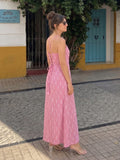 Dusty Pink Geometric Spaghetti Dress