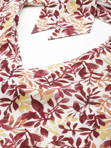 KSUT Women Maroon Floral Printed Midi Dress