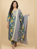 Soft Teal Botanical Print Suit set
