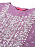 Varanga Women Mauve & Off White Ethnic Motifs Printed Gotta Patti Kurta
