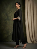 Varanga Women-Zari Embroidered Lace Neck Flared Kaftan With Trouser
