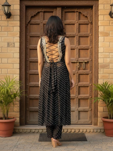 Sheer Layered Bandhani Set