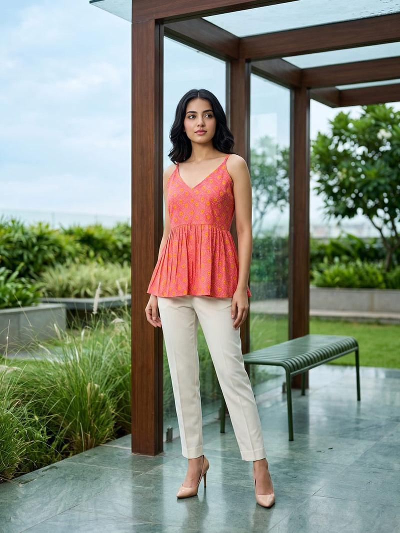 Varanga Women's Pink Festive Peplum Top
