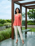 Varanga Women's Pink Festive Peplum Top