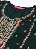 Varanga Green Ethnic Motifs Embroidered Sequinned Kurta With Trousers Dupatta