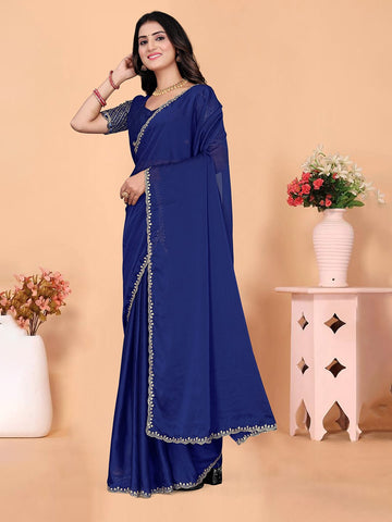 Varanga Embellished Embroidered Silk Blend Heavy Work Saree