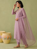 Womens Mauve Mystique Embroidered Suit Set
