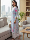 Women Floral Printed Straight Kurta With Lace Detail