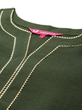 Varanga Women Olive Green Gota Embellished Straight Kurta Paired With Tonal Bottom & Dupatta