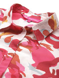 KSUT Women Abstract Printed Shirt Collar Straight Kurta With Tonal Bottom