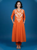 Tangerine Dream Ikkat  V-Neck Kurta set