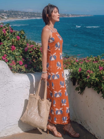 Varanga Orange Colored Women Summer Dress