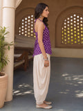 Women's Purple Sleeveless Short Kurti with Back Dori Detailing