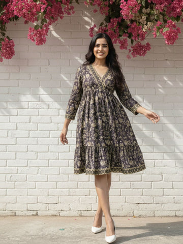Summer Block Printed Midi Dress