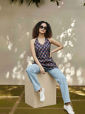 Blue Halter Neck Kurta For Summer