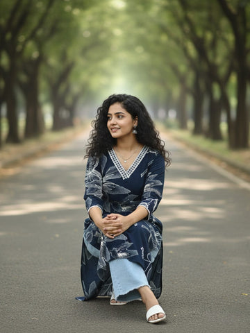 Varanga The Navy Night-Garden Kurta