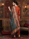 Varanga women jaquard kurta set with printed dupatta